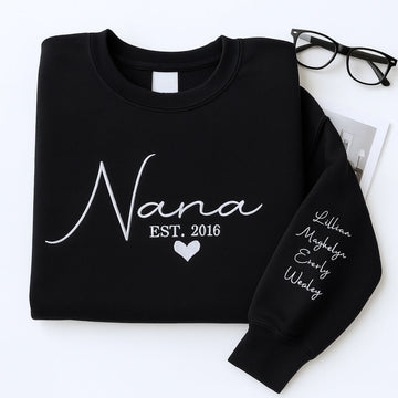 Grandchildren Names Custom Embroidered Sweatshirt - Personalized Grandma Hoodie - Grandmother Gift