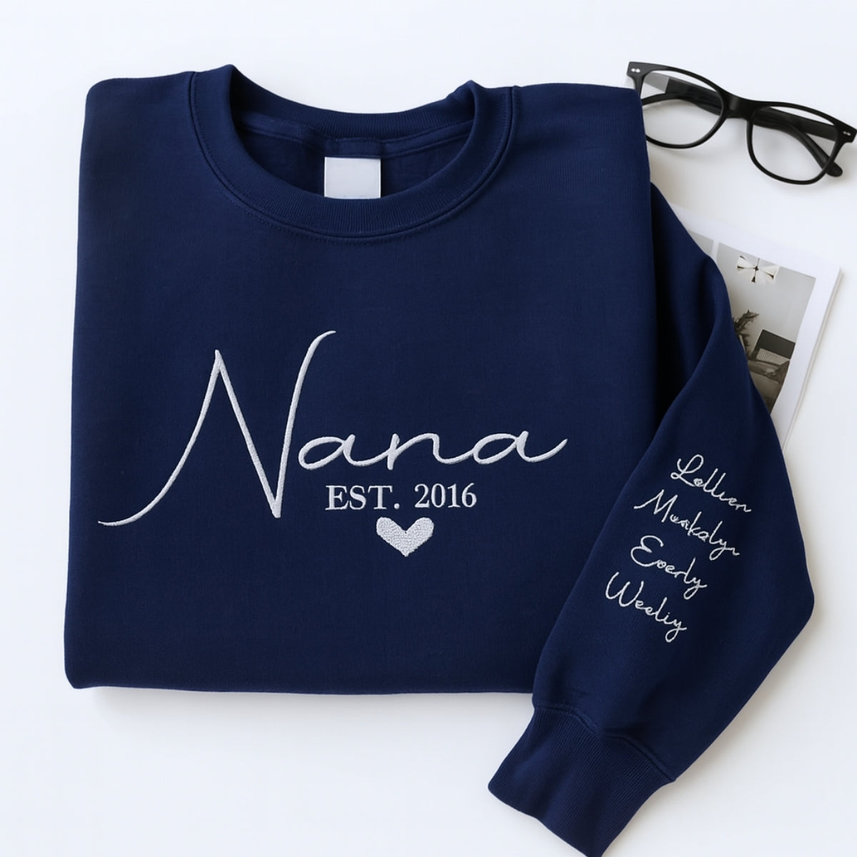 Grandchildren Names Custom Embroidered Sweatshirt - Personalized Grandma Hoodie - Grandmother Gift