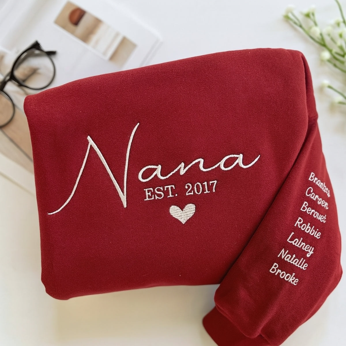 Grandchildren Names Custom Embroidered Sweatshirt - Personalized Grandma Hoodie - Grandmother Gift