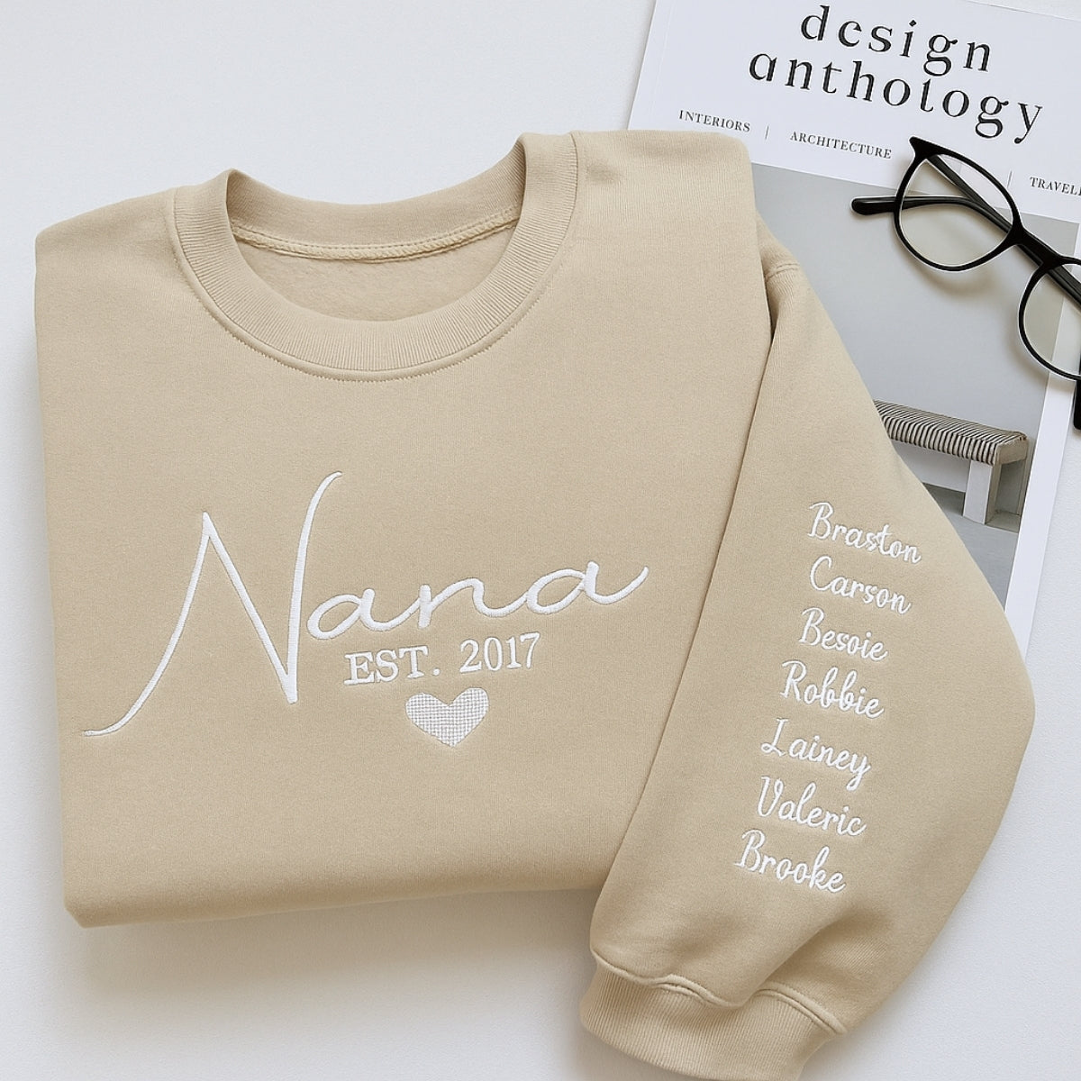 Grandchildren Names Custom Embroidered Sweatshirt - Personalized Grandma Hoodie - Grandmother Gift