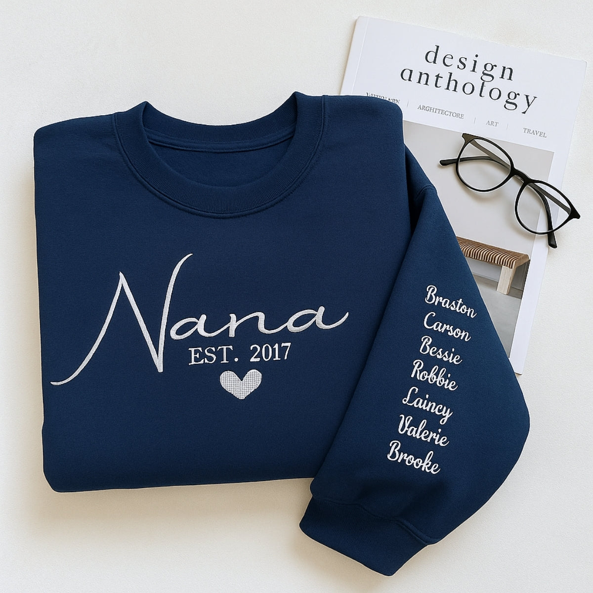 Grandchildren Names Custom Embroidered Sweatshirt - Personalized Grandma Hoodie - Grandmother Gift