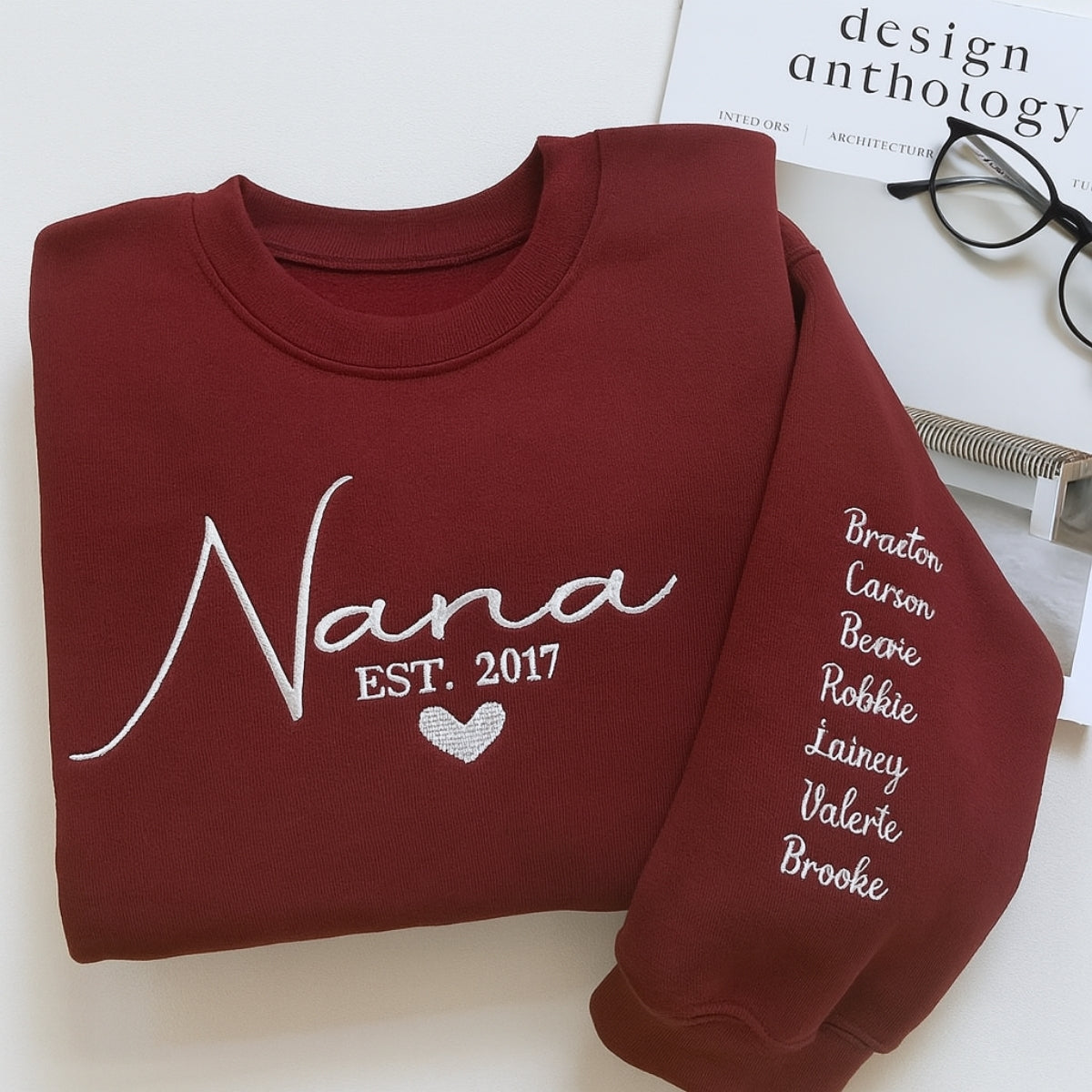 Grandchildren Names Custom Embroidered Sweatshirt - Personalized Grandma Hoodie - Grandmother Gift