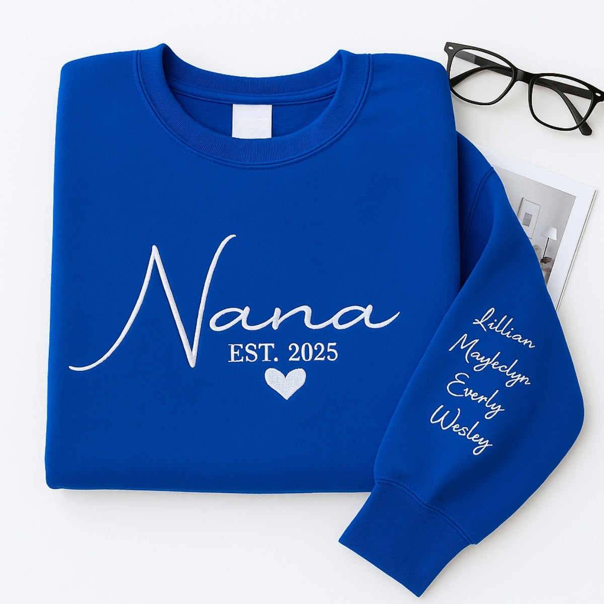 Grandchildren Names Custom Embroidered Sweatshirt - Personalized Grandma Hoodie - Grandmother Gift