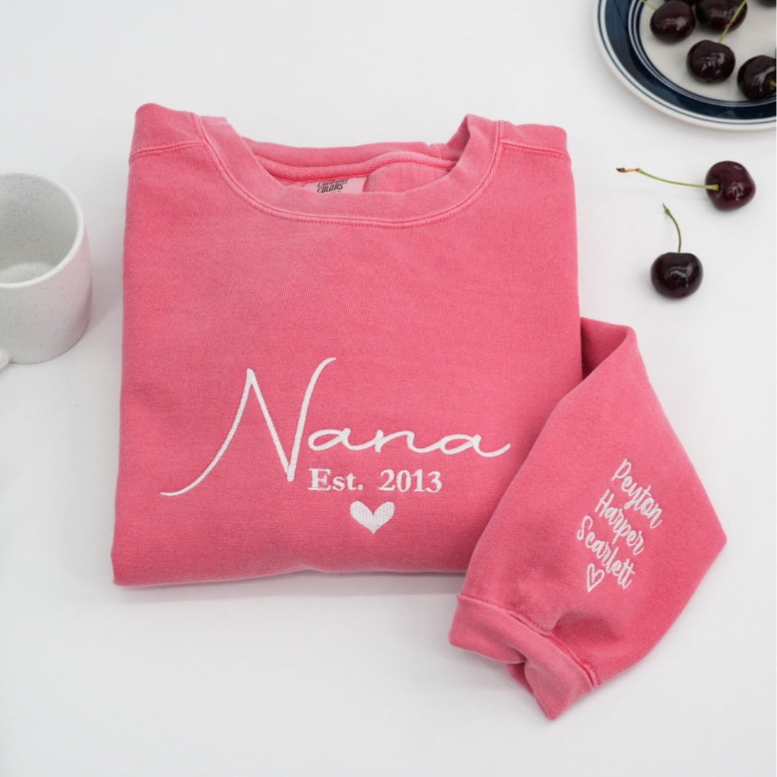 Grandma Custom Embroidered Sweatshirt Set - Personalized Nana Apparel - Grandmother Established Gift