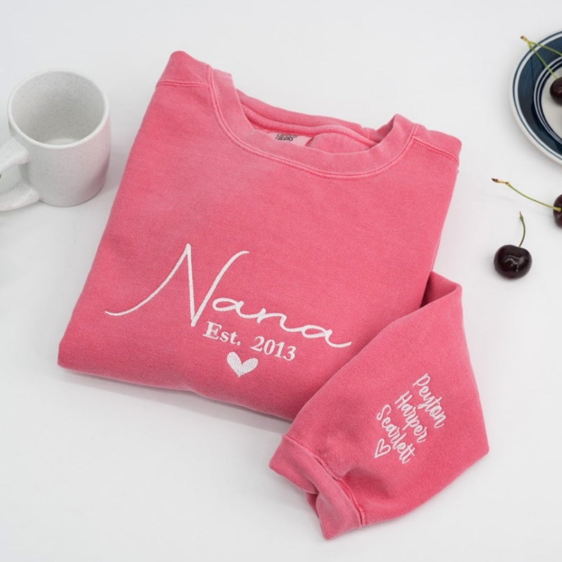 Grandma Custom Embroidered Sweatshirt Set - Personalized Nana Apparel - Grandmother Established Gift