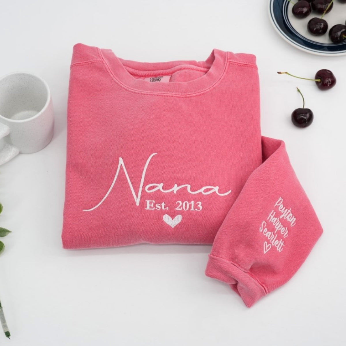 Grandma Custom Embroidered Sweatshirt Set - Personalized Nana Apparel - Grandmother Established Gift
