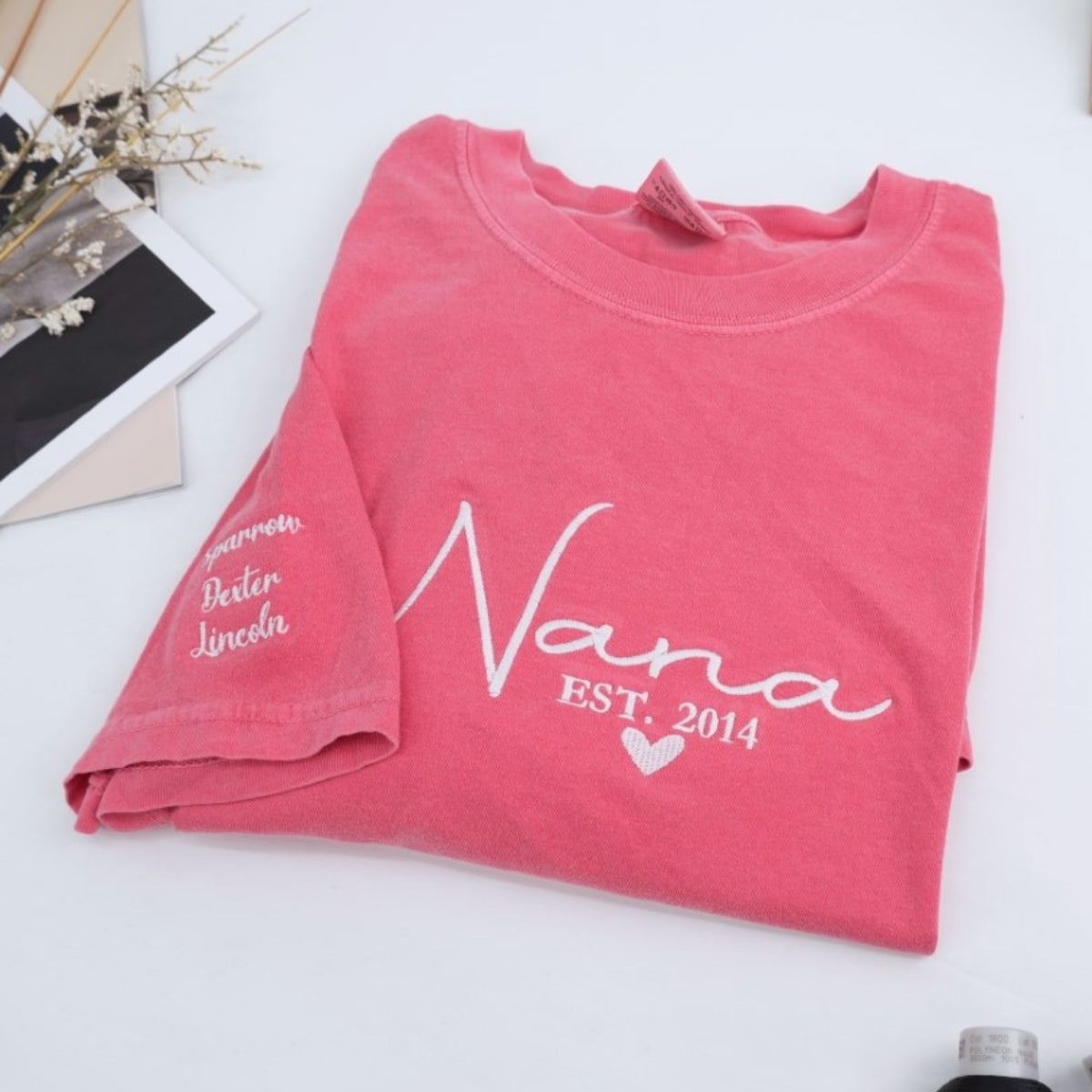 Nana Custom Embroidered T-Shirt - Personalized Grandma Shirt - Perfect Grandmother Gift