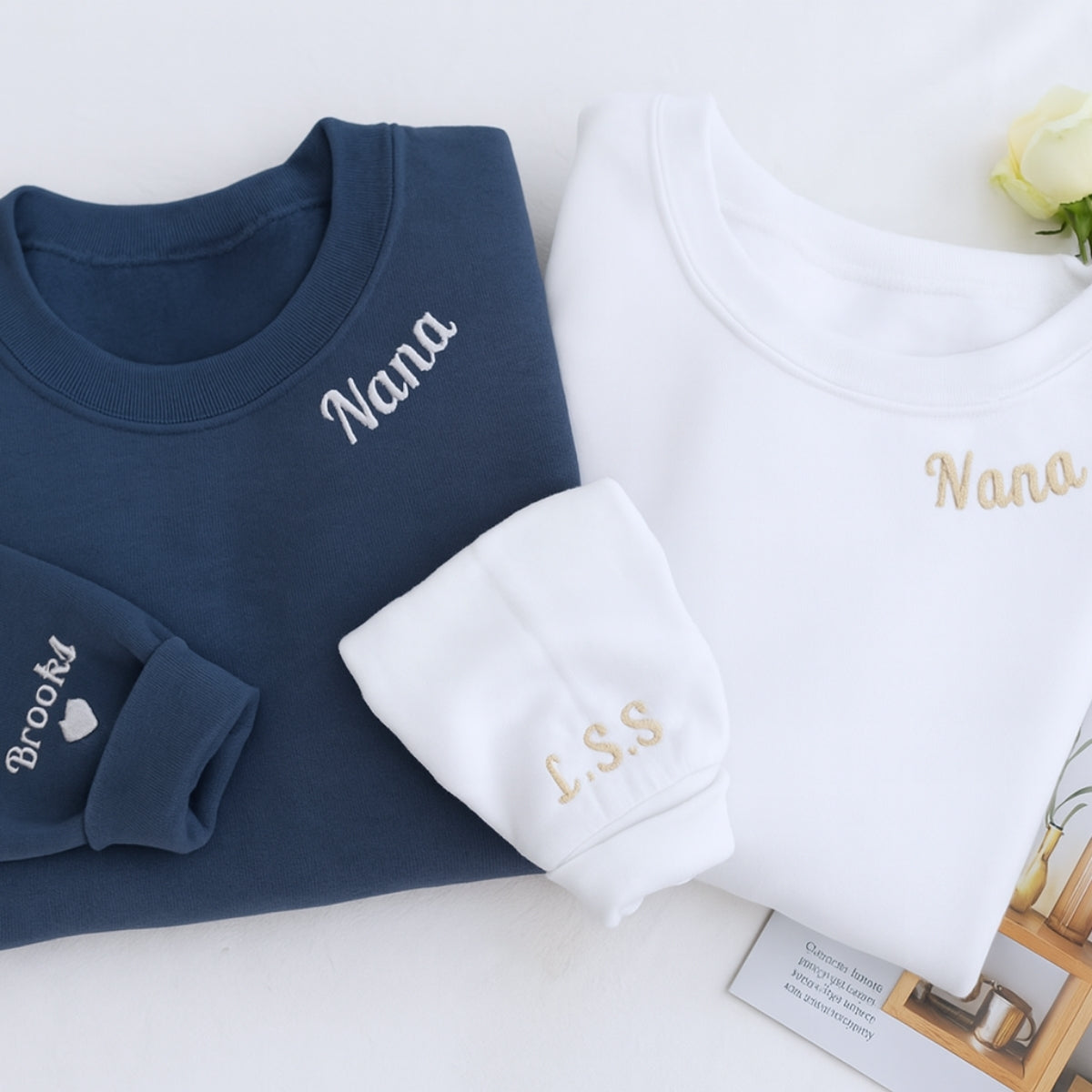 Neckline Embroidered Sweatshirt - Custom Grandmother Hoodie - Personalized Nana - Mother's Day Gift