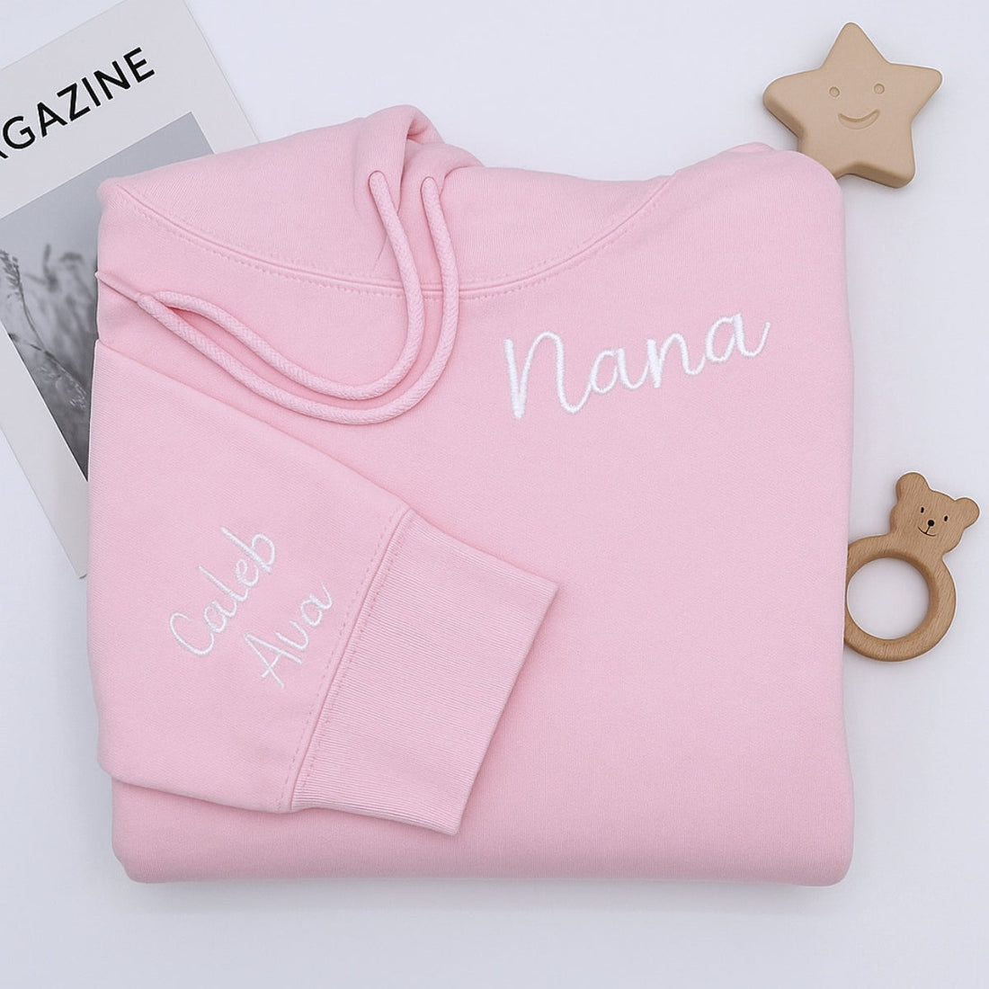 Neckline Embroidered Sweatshirt - Custom Grandmother Hoodie - Personalized Nana - Mother's Day Gift