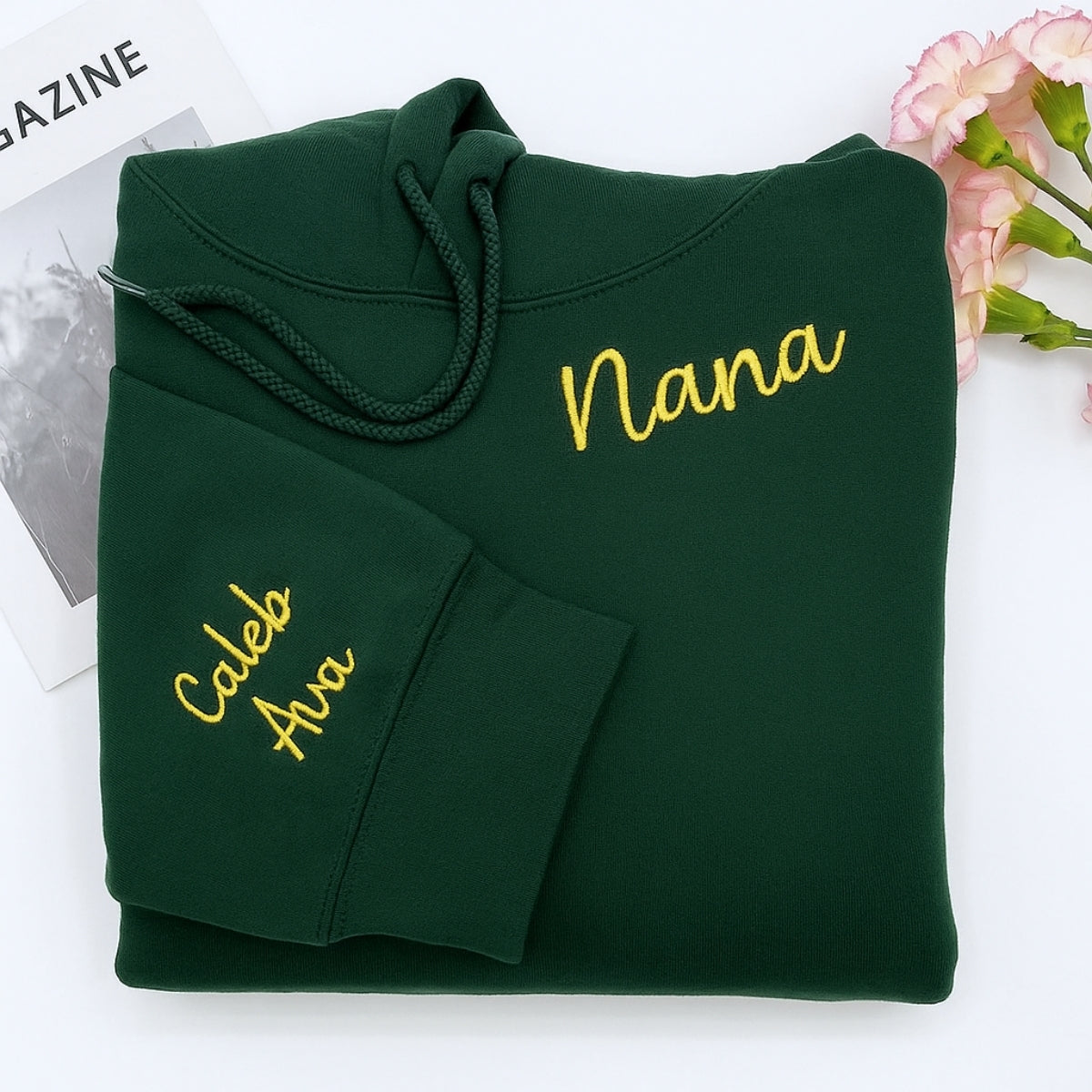 Neckline Embroidered Sweatshirt - Custom Grandmother Hoodie - Personalized Nana - Mother's Day Gift