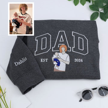 New Dad Custom Embroidered Hoodie - Father & Baby Sweatshirt - First Father's Day Gift