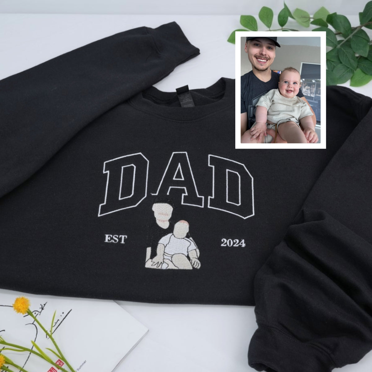 New Dad Custom Embroidered Hoodie - Father & Baby Sweatshirt - First Father's Day Gift
