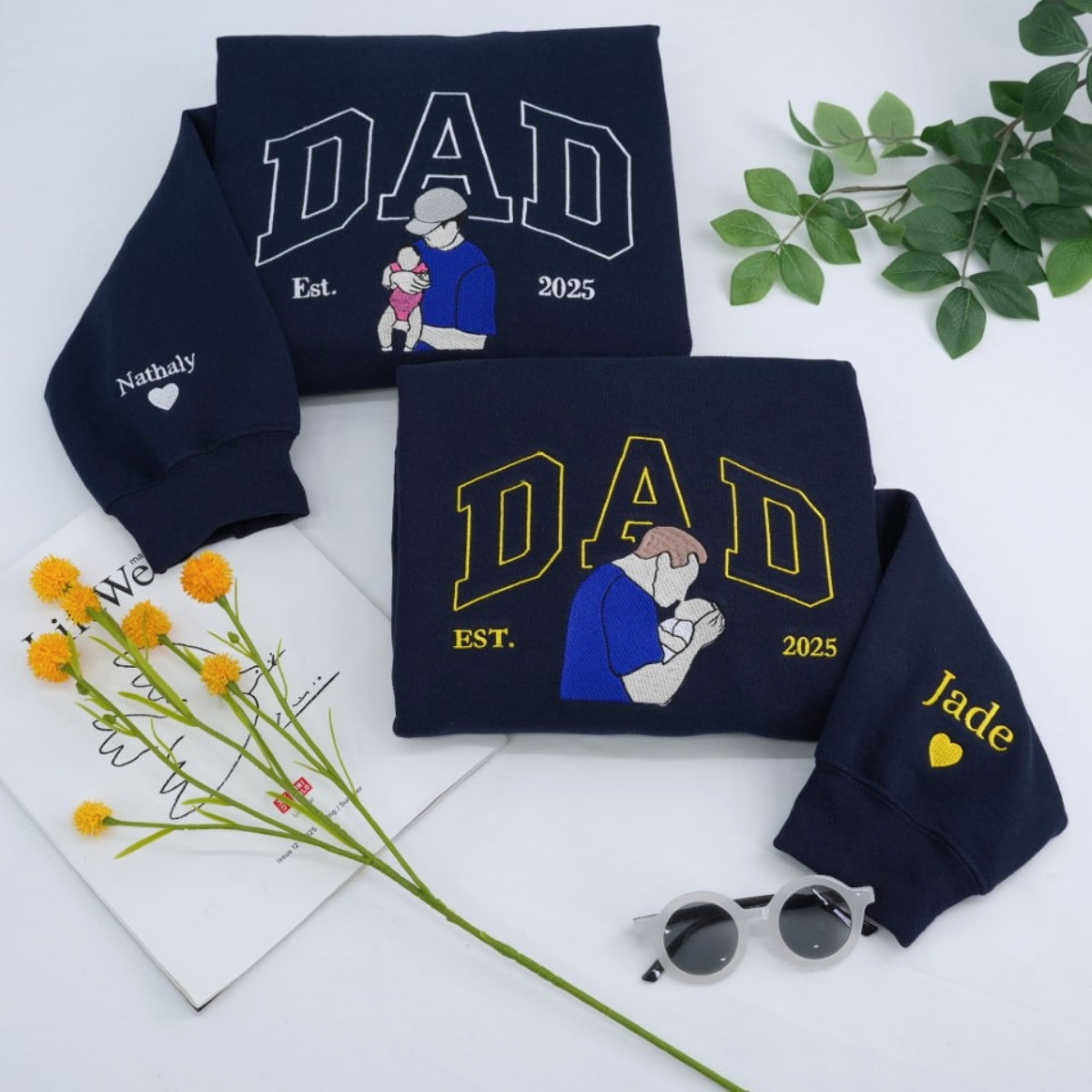 New Dad Custom Embroidered Hoodie - Father & Baby Sweatshirt - First Father's Day Gift