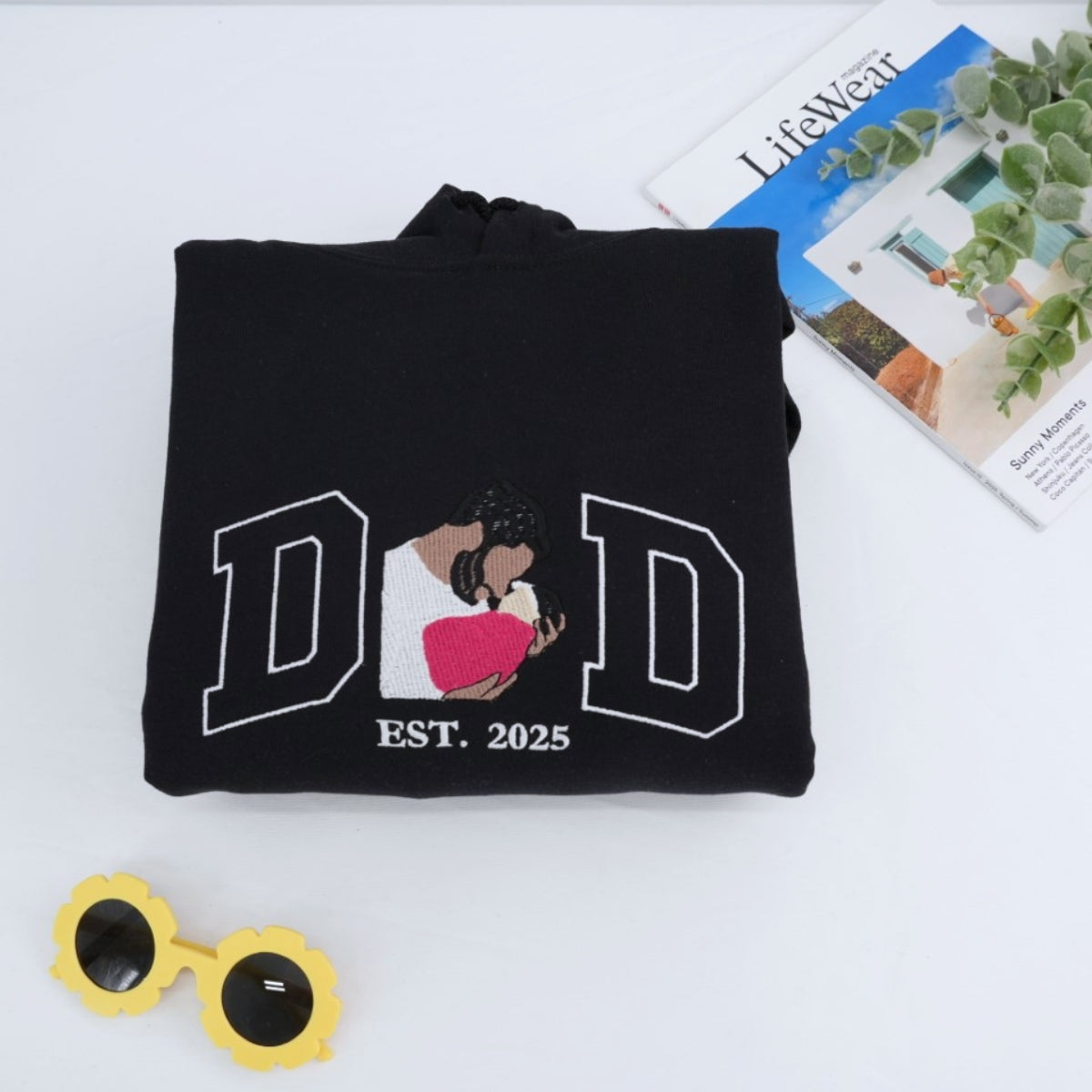 First Father Custom Embroidered Hoodie - Personalized Dad Sweatshirt - Father's Day Gift