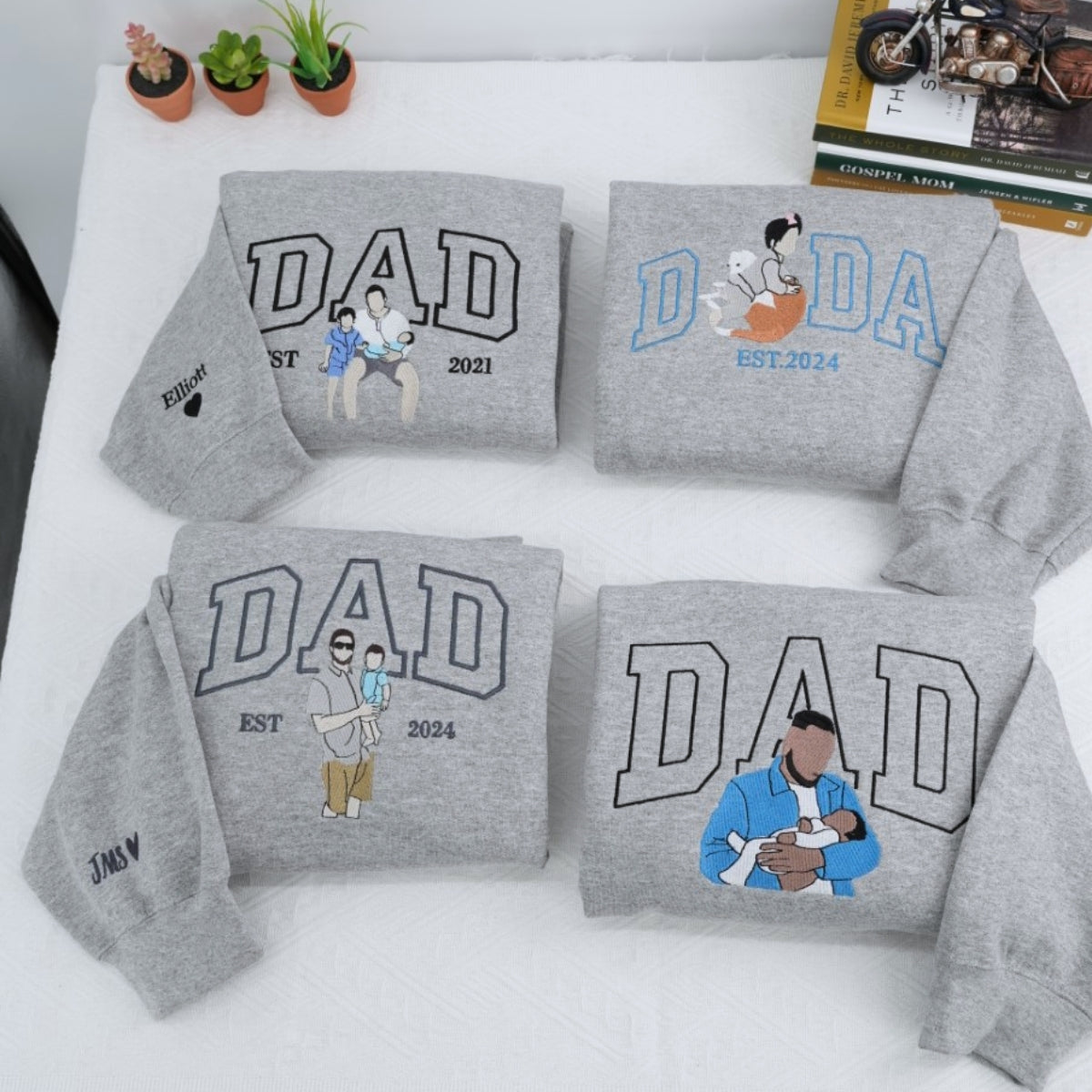 First Father Custom Embroidered Hoodie - Personalized Dad Sweatshirt - Father's Day Gift