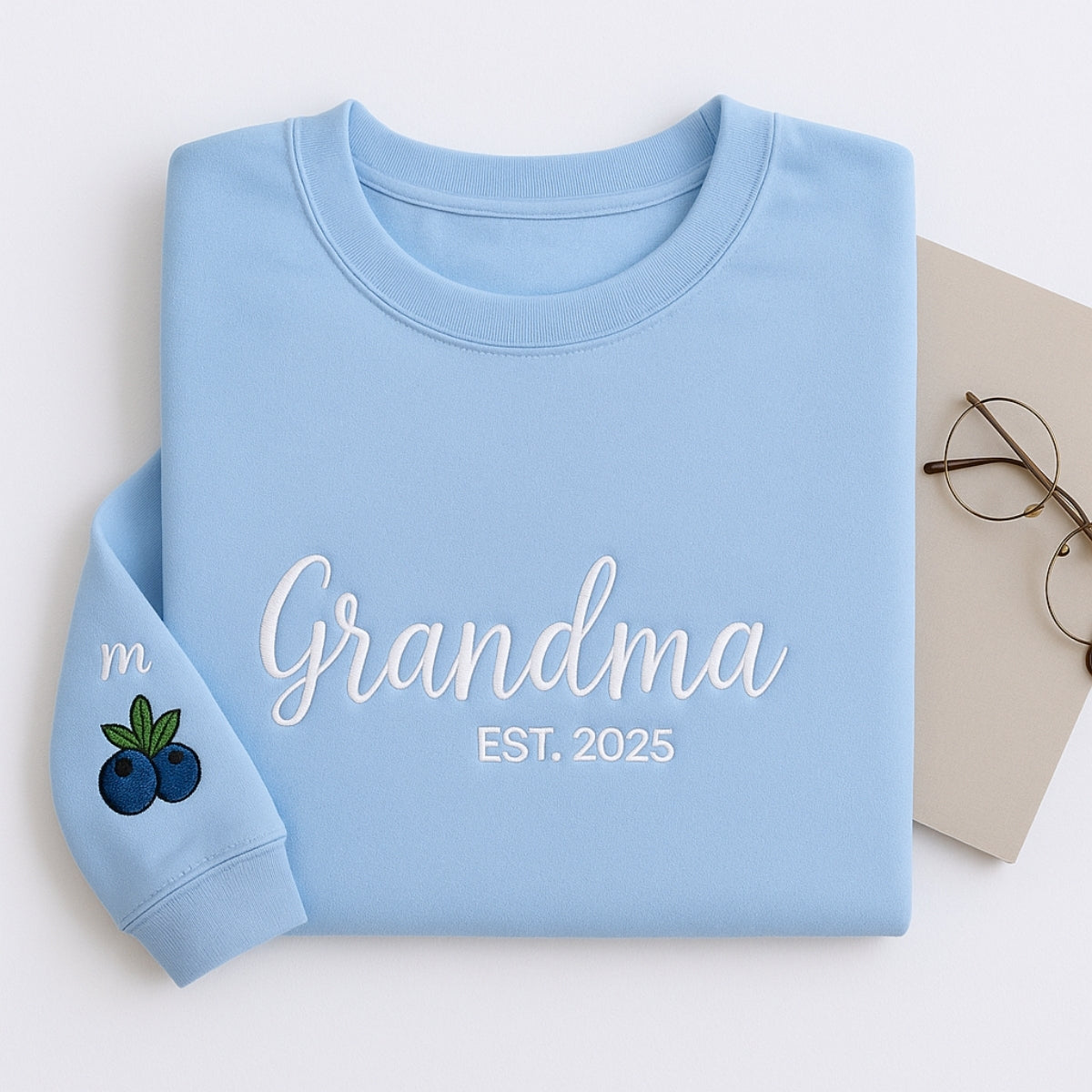 New Grandma Custom Embroidered Sweatshirt - Personalized Grandma Gift - Mother's Day Present