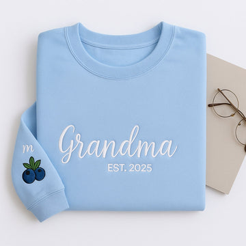 New Grandma Custom Embroidered Sweatshirt - Personalized Grandma Gift - Mother's Day Present