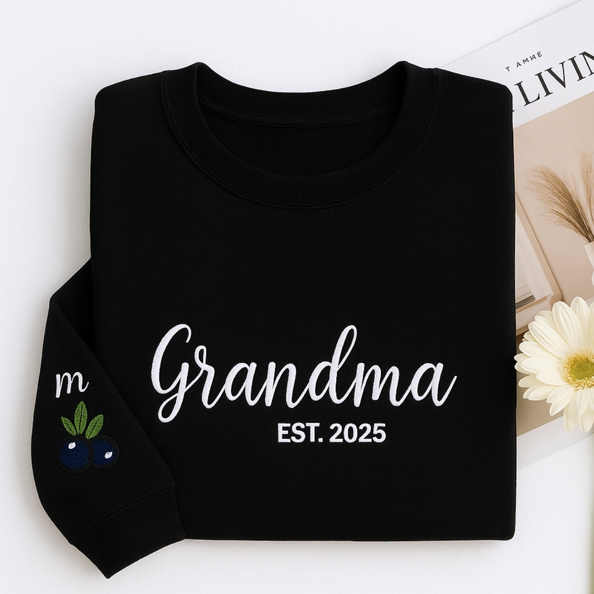 New Grandma Custom Embroidered Sweatshirt - Personalized Grandma Gift - Mother's Day Present