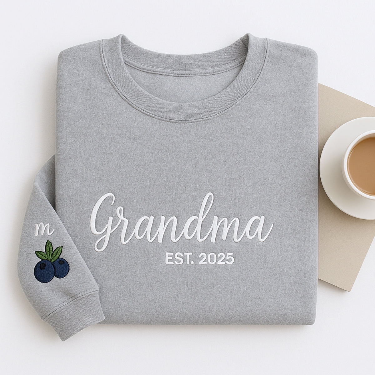New Grandma Custom Embroidered Sweatshirt - Personalized Grandma Gift - Mother's Day Present