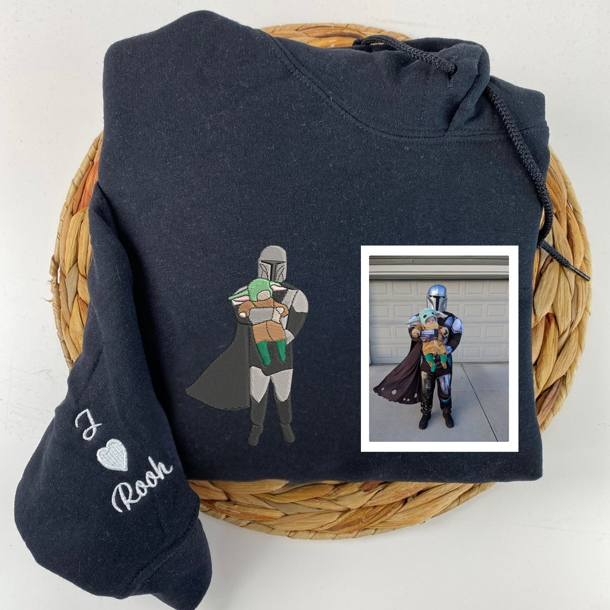 First Time Grandpa Custom Embroidered Hoodie - Grandfather Photo Sweatshirt - Baby Announcement Gift