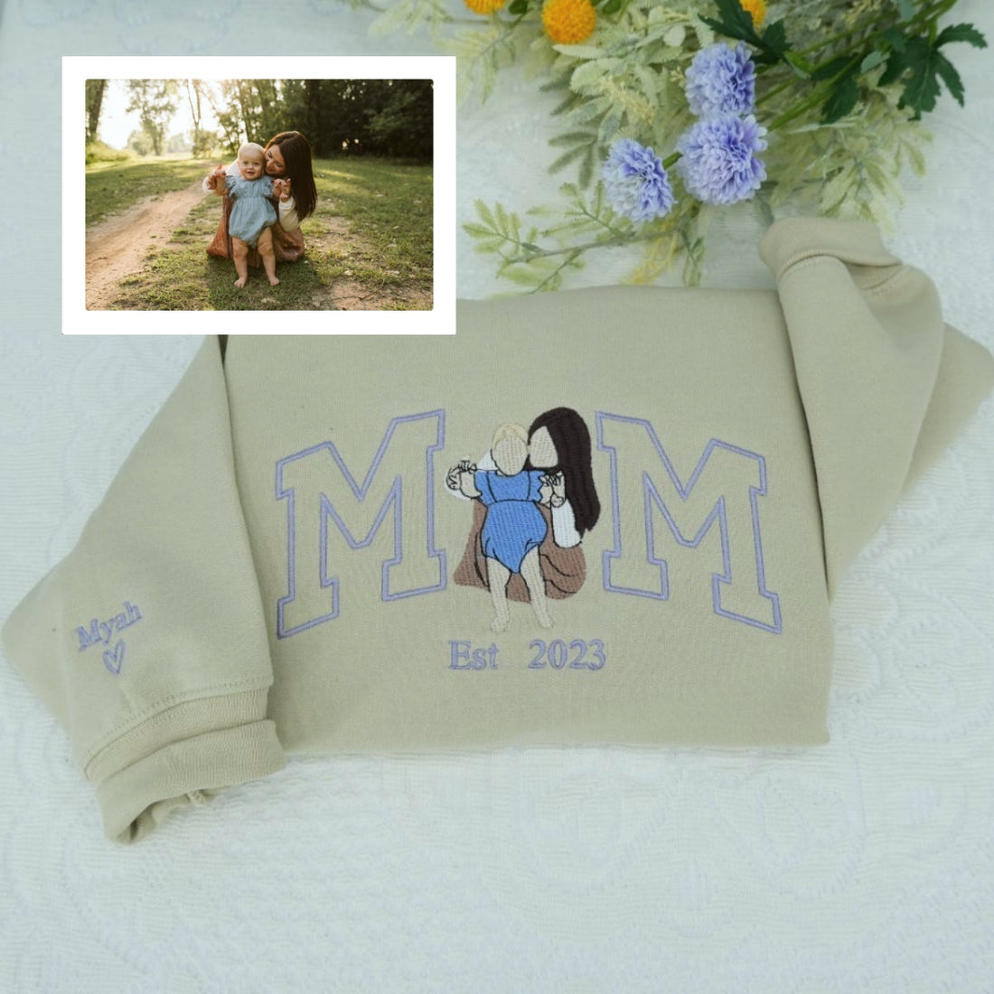 New Mom Custom Embroidered Hoodie - Mother & Baby Sweatshirt - Perfect New Mother Gift