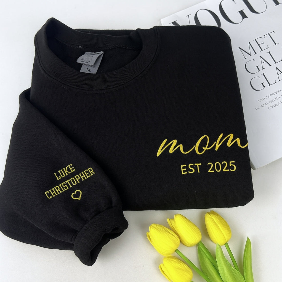 Mama EST Custom Embroidered Sweatshirt - New Mom Hoodie - Personalized Mother's Day Gift
