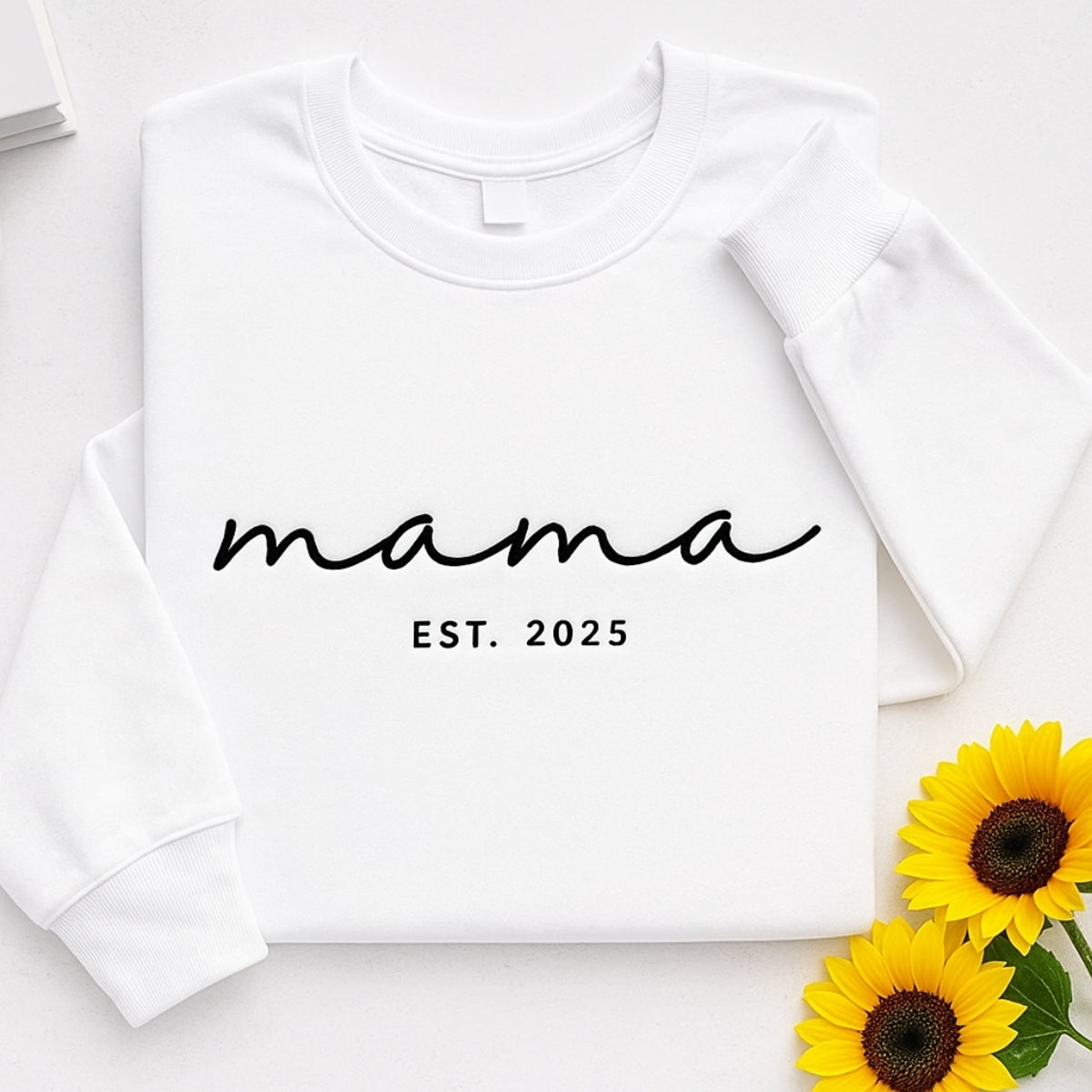 Mama EST Custom Embroidered Sweatshirt - New Mom Hoodie - Perfect Mother's Day Gift