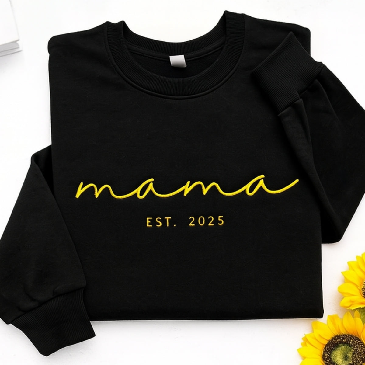 Mama EST Custom Embroidered Sweatshirt - New Mom Hoodie - Perfect Mother's Day Gift