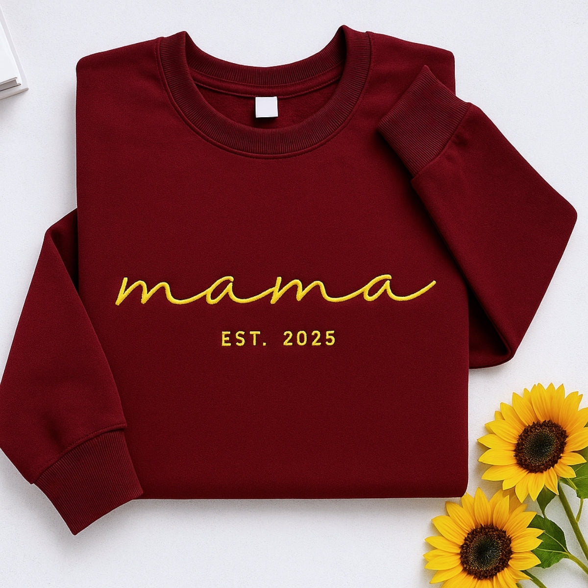 Mama EST Custom Embroidered Sweatshirt - New Mom Hoodie - Perfect Mother's Day Gift