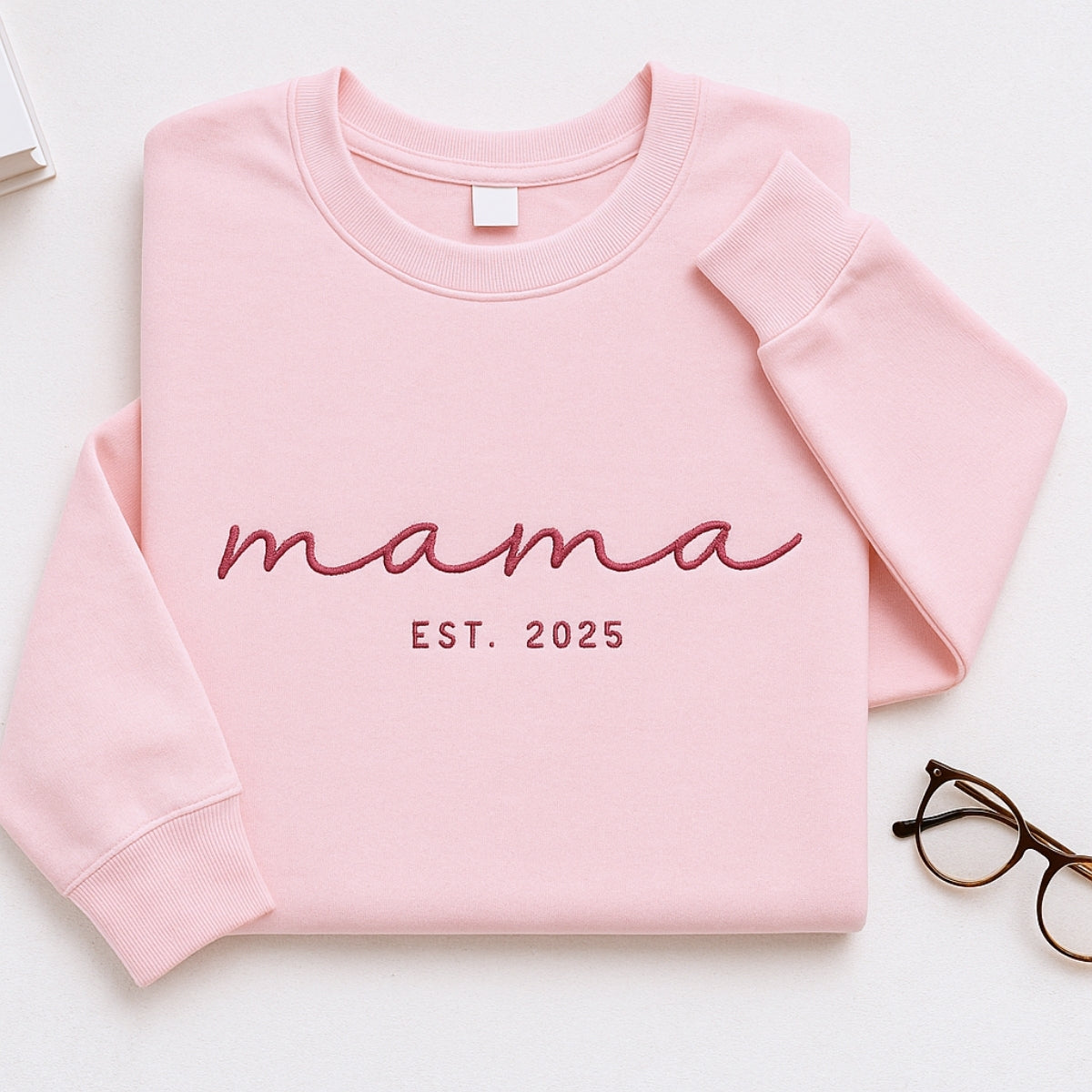 Mama EST Custom Embroidered Sweatshirt - New Mom Hoodie - Perfect Mother's Day Gift