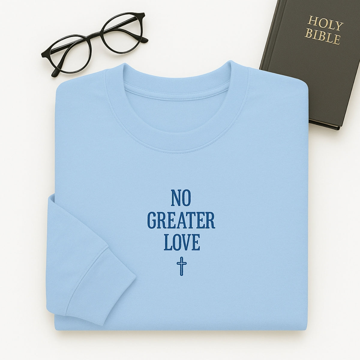 No Greater Love Christian Embroidered Hoodie - Scripture Sweatshirt - Biblical Gift