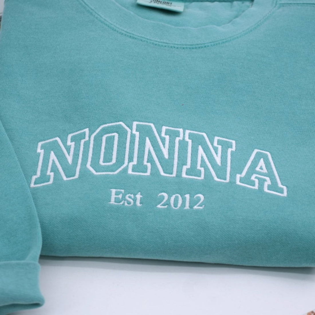 Nonna Custom Embroidered Sweatshirt - Varsity Grandma Style - Personalized Grandchildren Names Gift