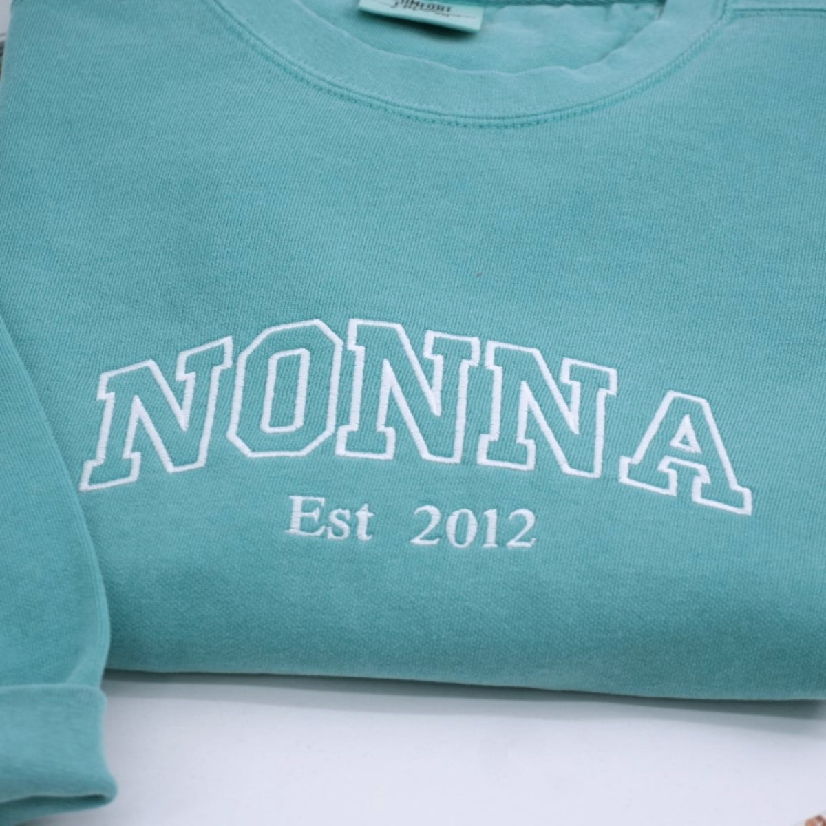 Nonna Custom Embroidered Sweatshirt - Varsity Grandma Style - Personalized Grandchildren Names Gift