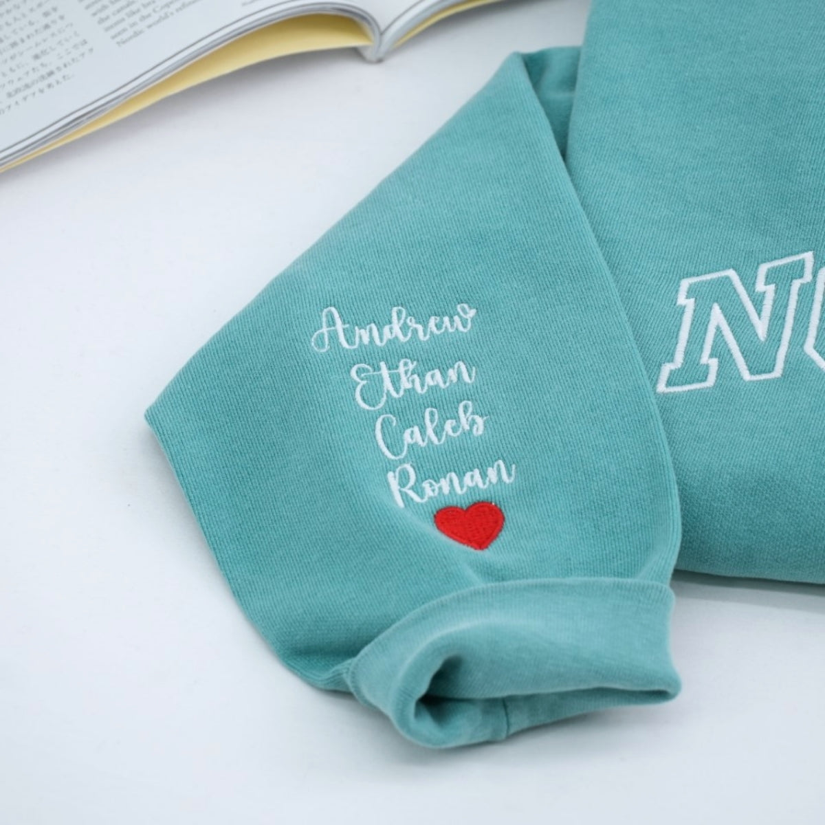Nonna Custom Embroidered Sweatshirt - Varsity Grandma Style - Personalized Grandchildren Names Gift