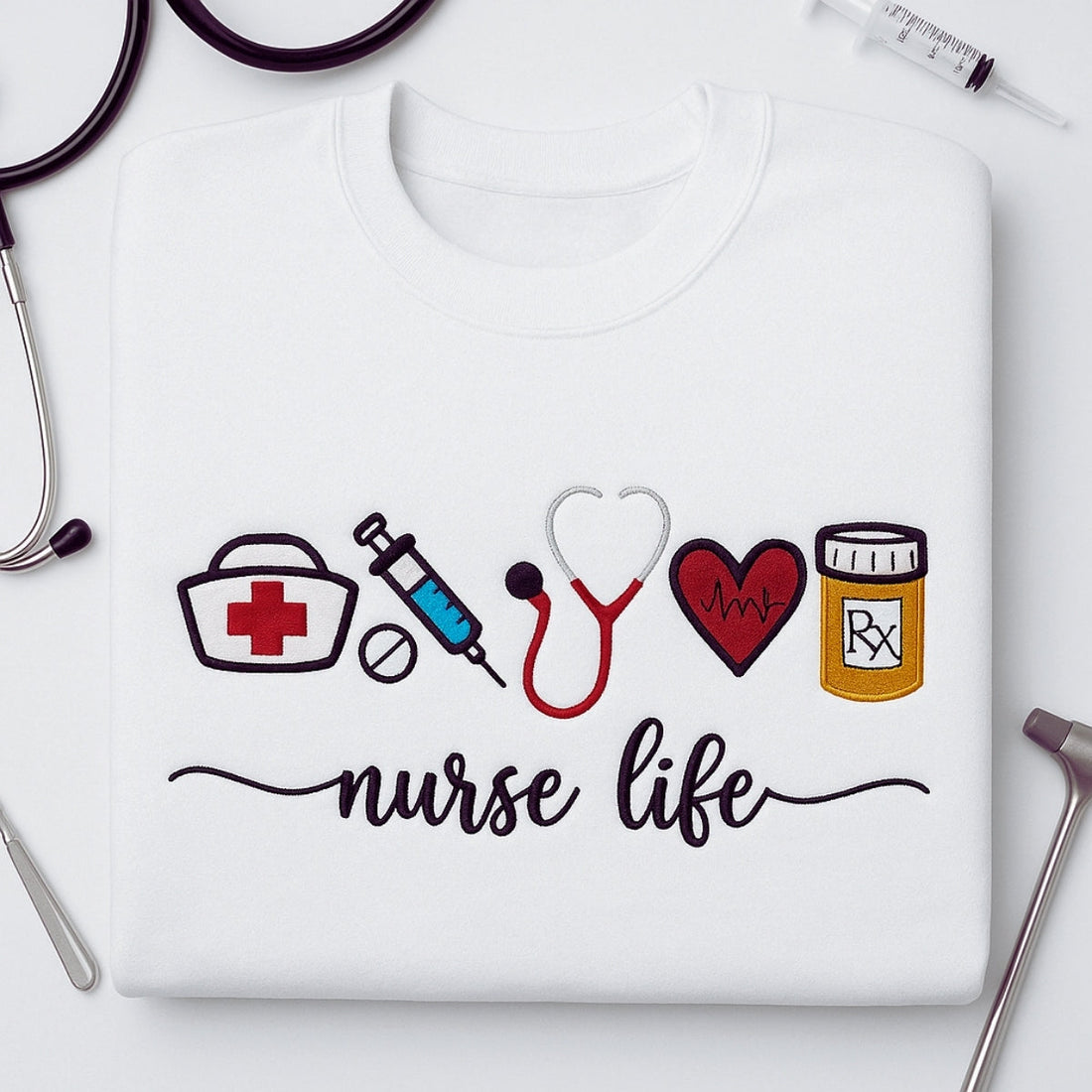Nurse Life Custom Embroidered Sweatshirt - Healthcare Hoodie - Perfect Nurse Appreciation Gift