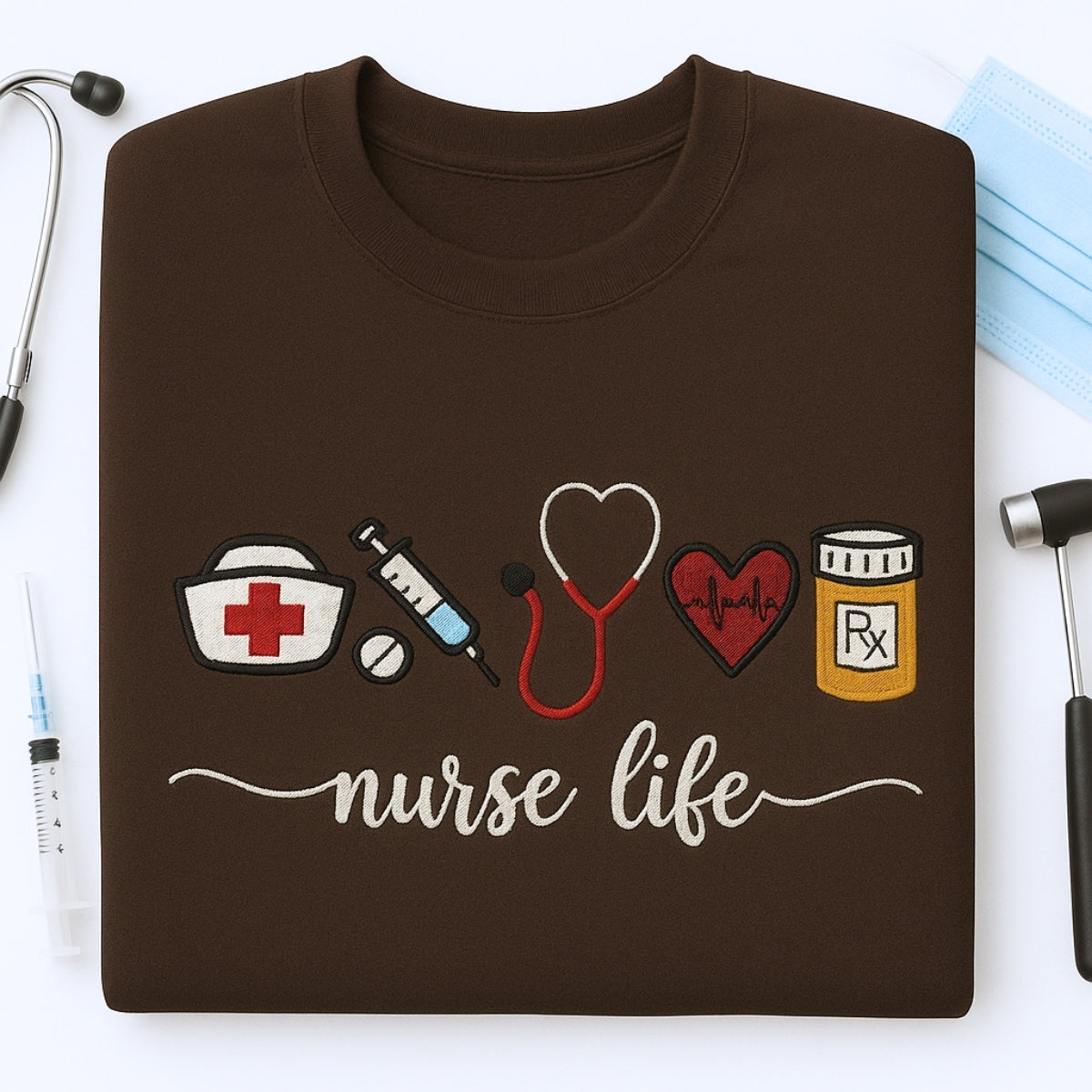 Nurse Life Custom Embroidered Sweatshirt - Healthcare Hoodie - Perfect Nurse Appreciation Gift