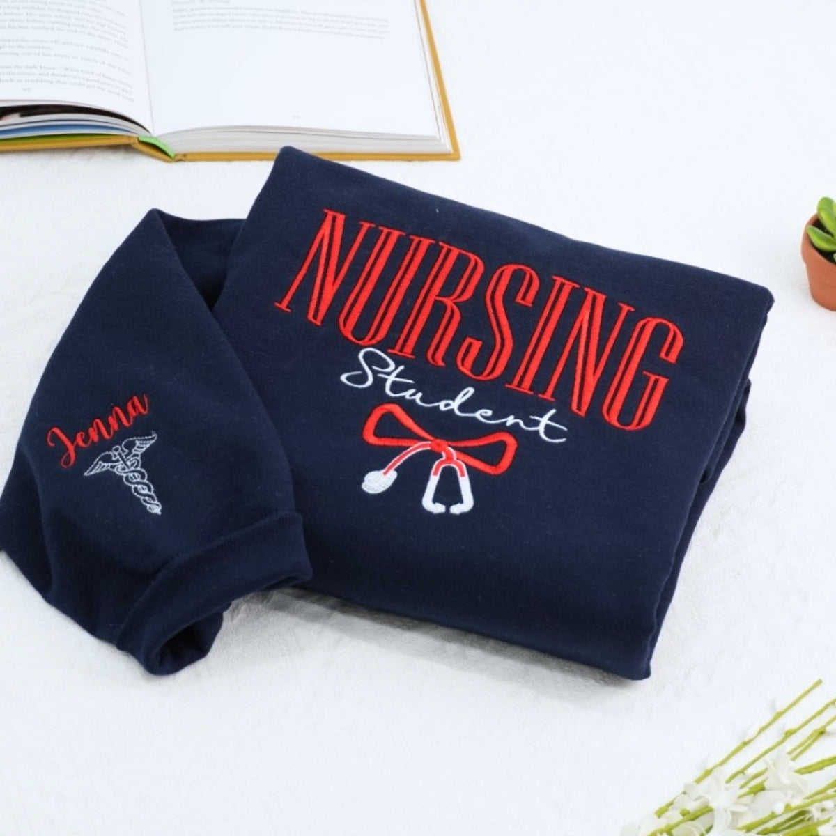 Nursing Student Custom Embroidered Hoodie - Personalized Healthcare Sweatshirt - Nursing School Gift
