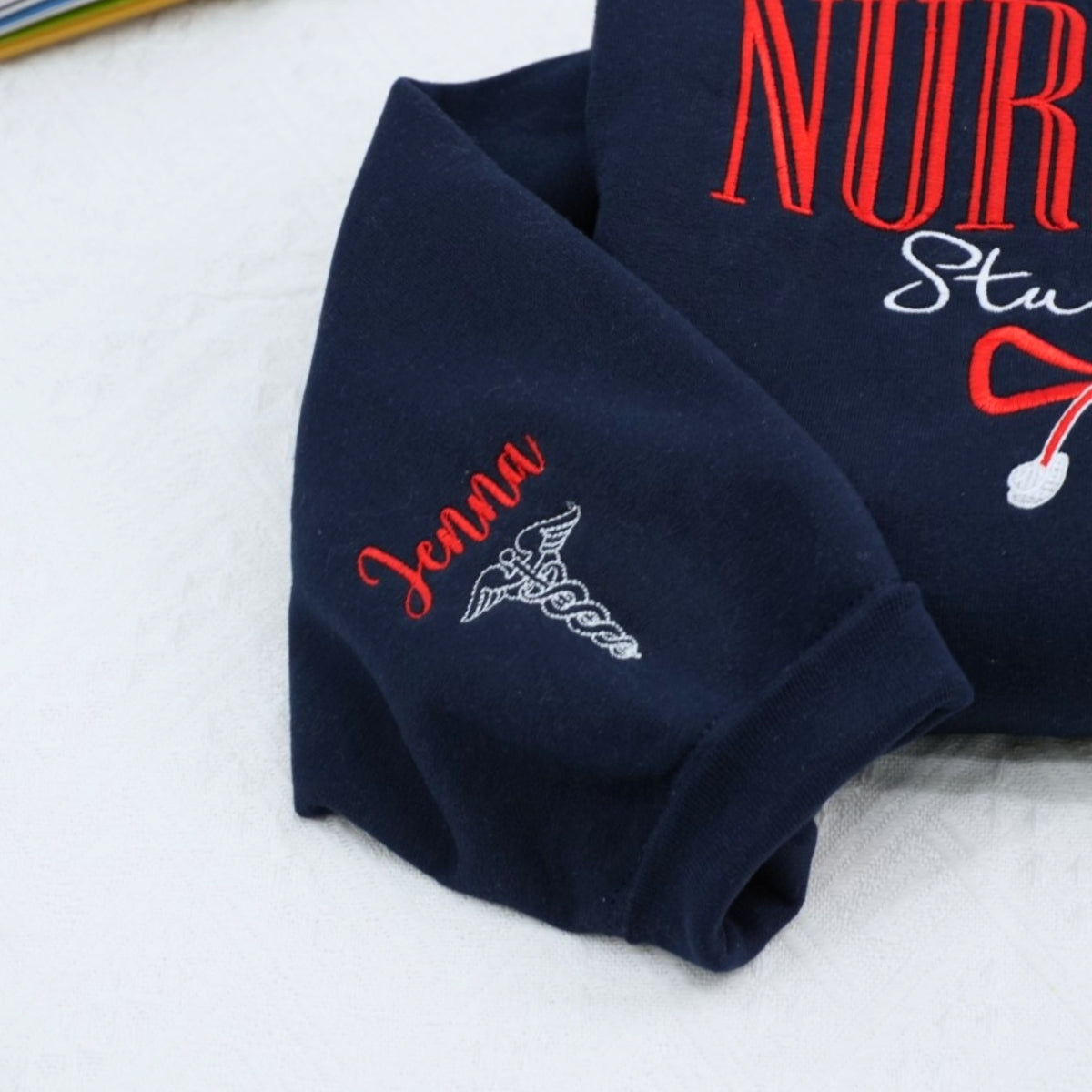 Nursing Student Custom Embroidered Hoodie - Personalized Healthcare Sweatshirt - Nursing School Gift