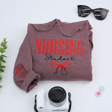 Nursing Student Custom Embroidered Hoodie - Personalized Nursing School Sweatshirt - Graduation Gift