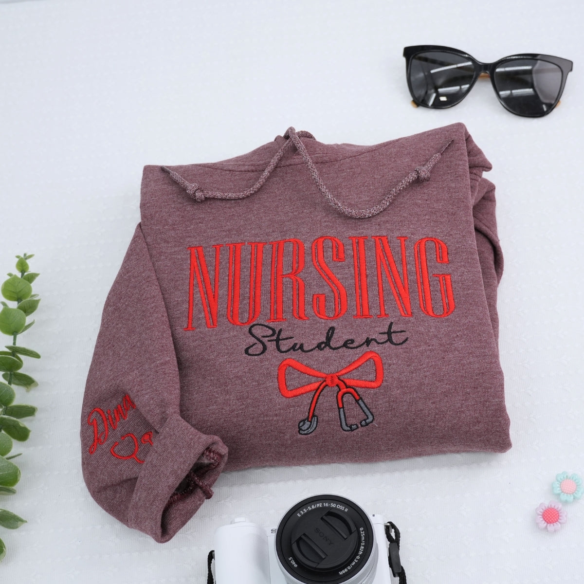 Nursing Student Custom Embroidered Hoodie - Personalized Nursing School Sweatshirt - Graduation Gift
