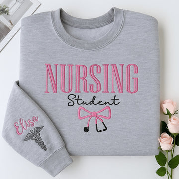 Nursing Student Embroidered Sweatshirt - Personalized Name Hoodie - Graduation Gift