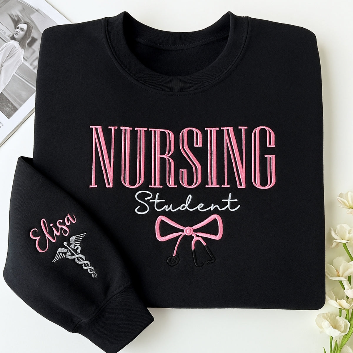 Nursing Student Embroidered Sweatshirt - Personalized Name Hoodie - Graduation Gift