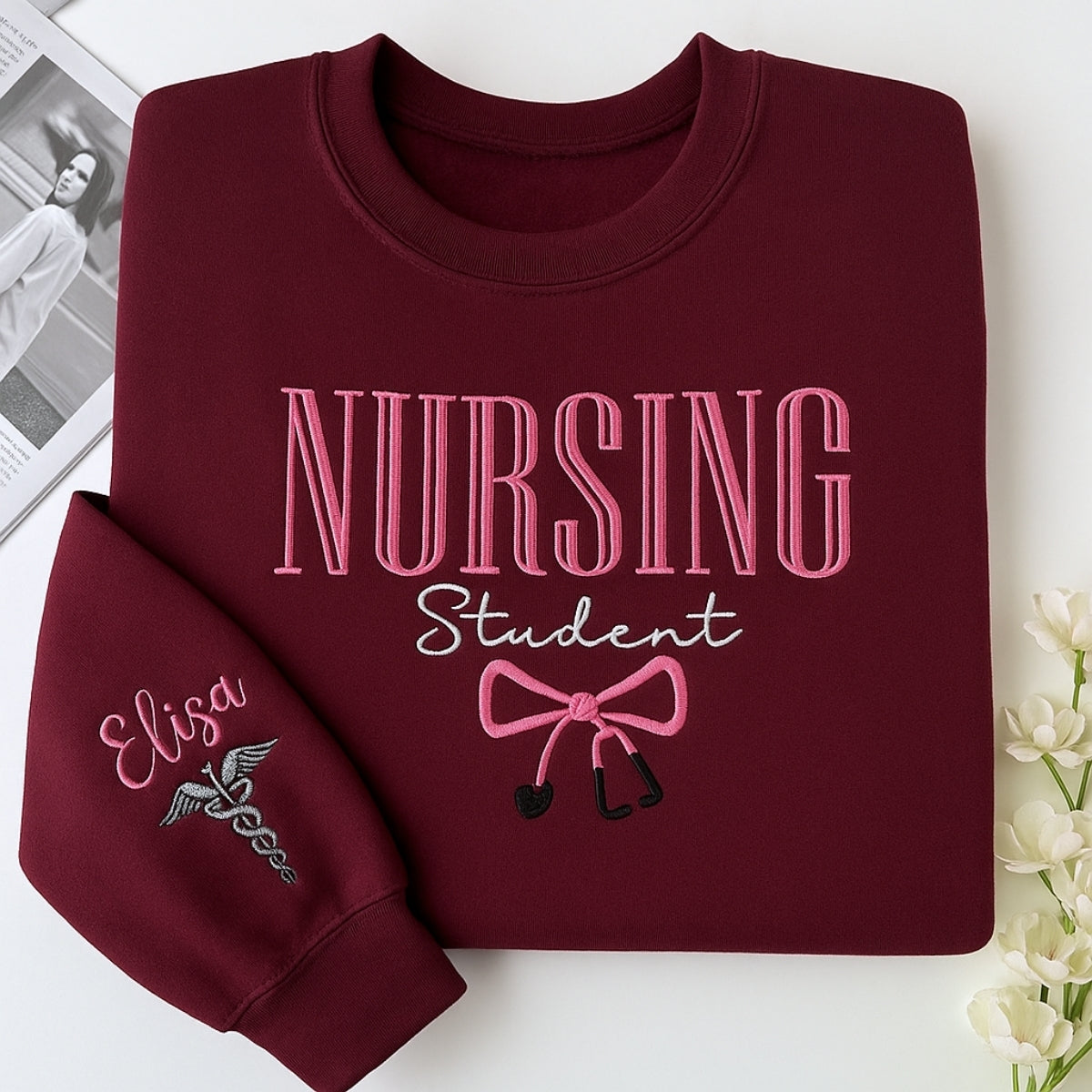 Nursing Student Embroidered Sweatshirt - Personalized Name Hoodie - Graduation Gift
