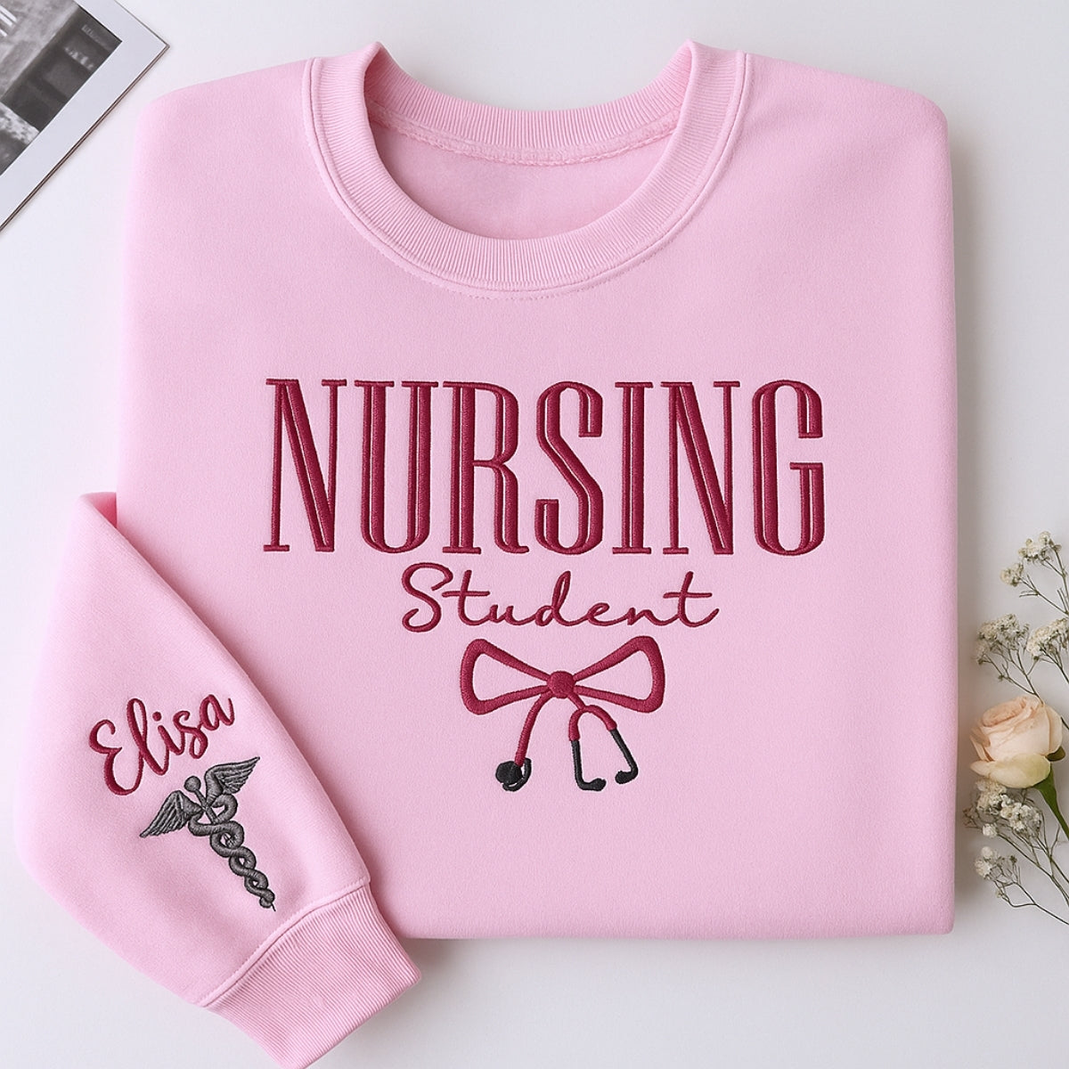 Nursing Student Embroidered Sweatshirt - Personalized Name Hoodie - Graduation Gift