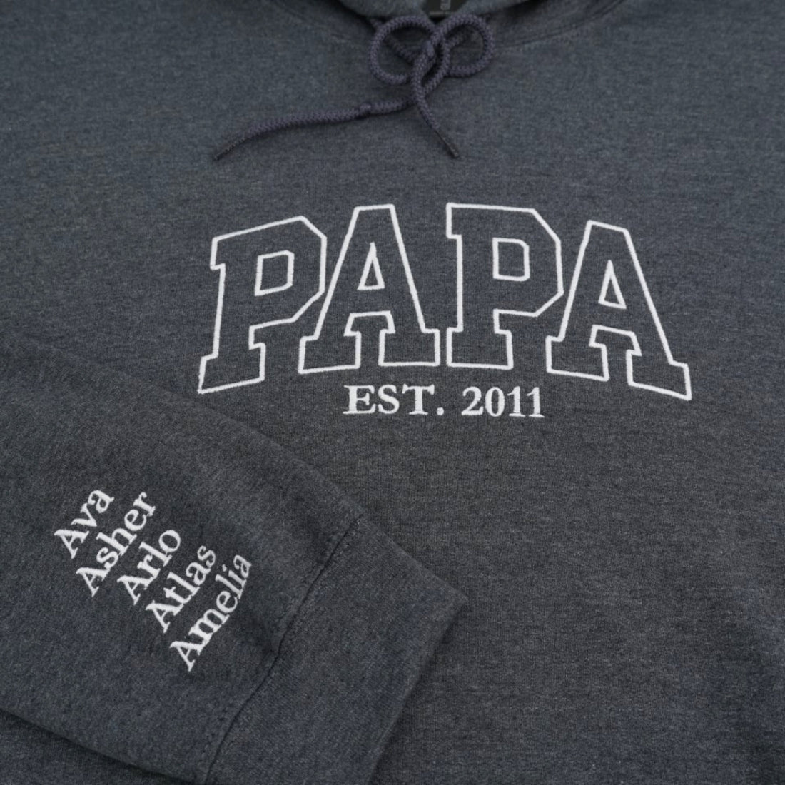 Papa Custom Embroidered Hoodie - Dad Sweatshirt with Kids Names - Father's Day Gift