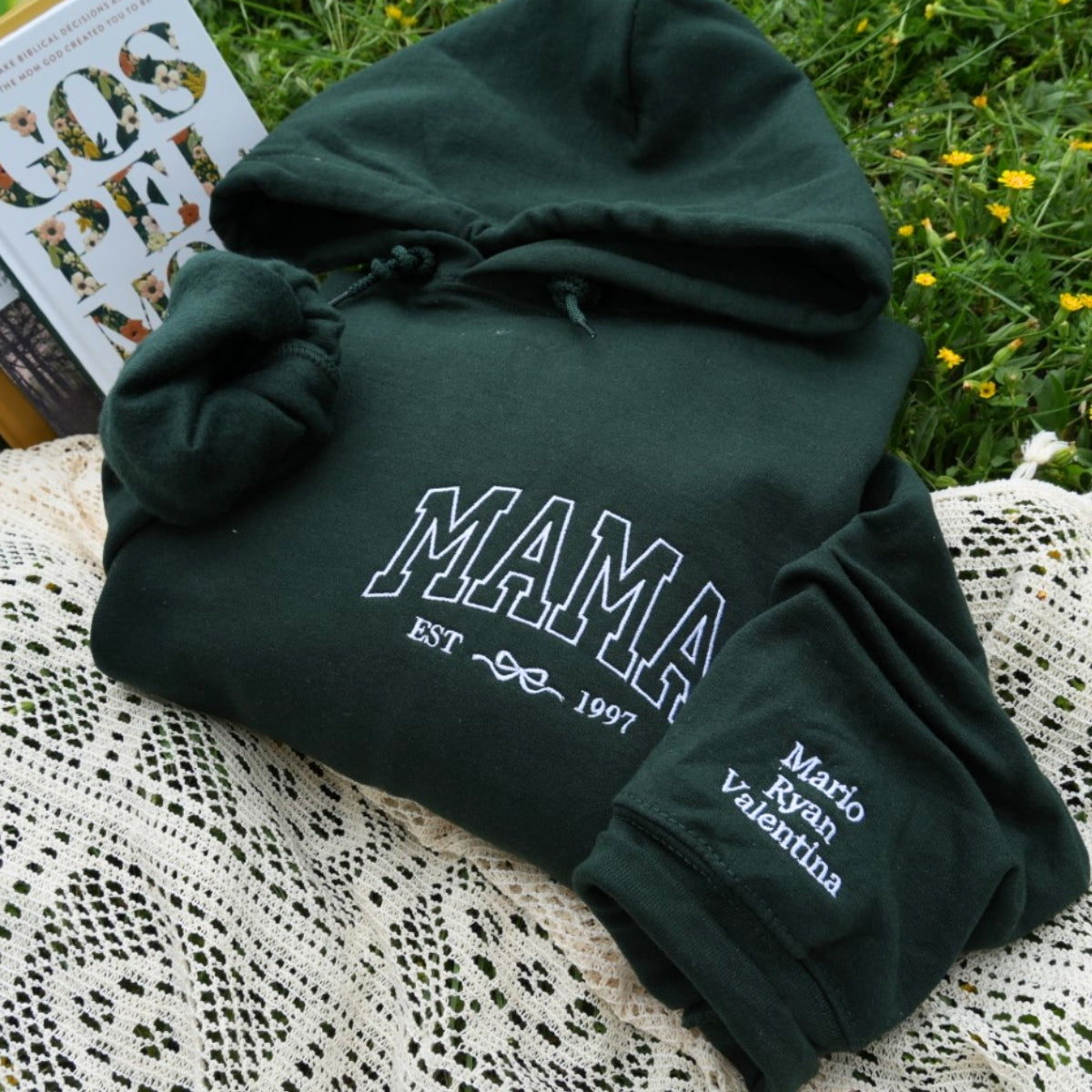 Papa Custom Embroidered Hoodie - Dad Sweatshirt with Kids Names - Father's Day Gift