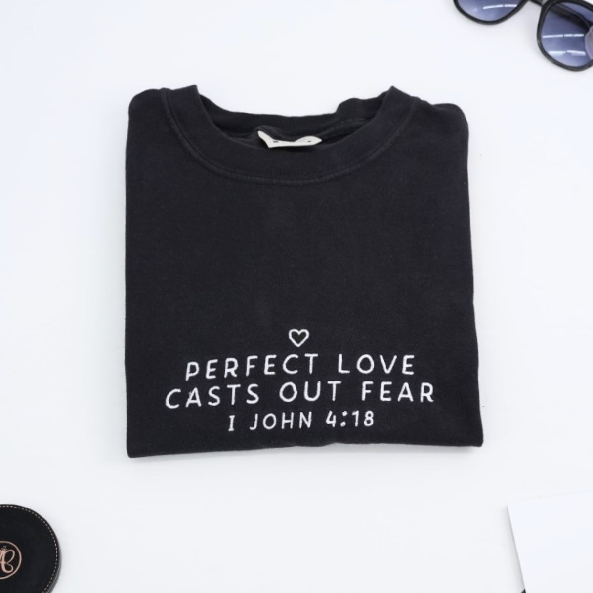 Faith Inspirational Embroidered T-Shirt - Perfect Love - Christian Gift