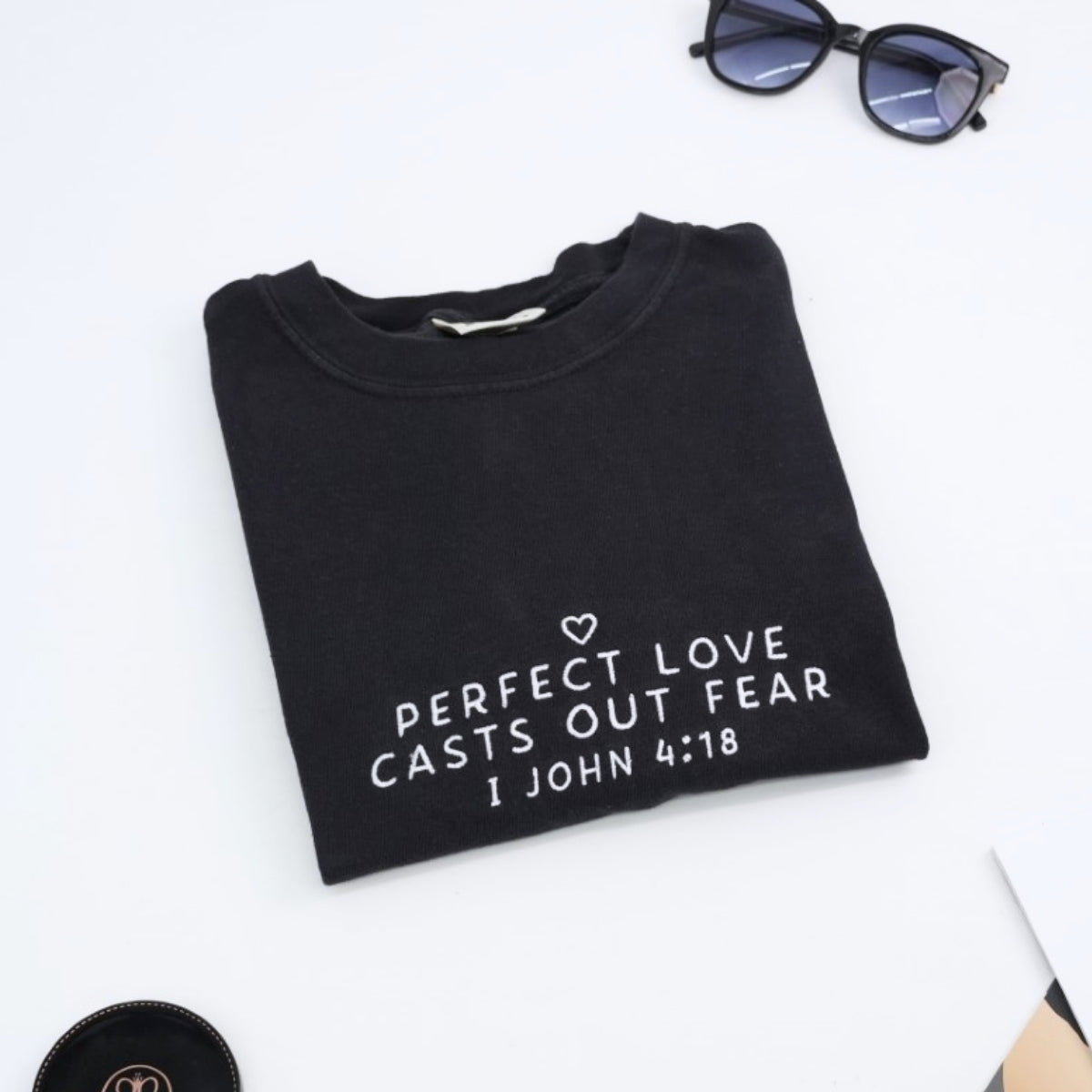 Faith Inspirational Embroidered T-Shirt - Perfect Love - Christian Gift