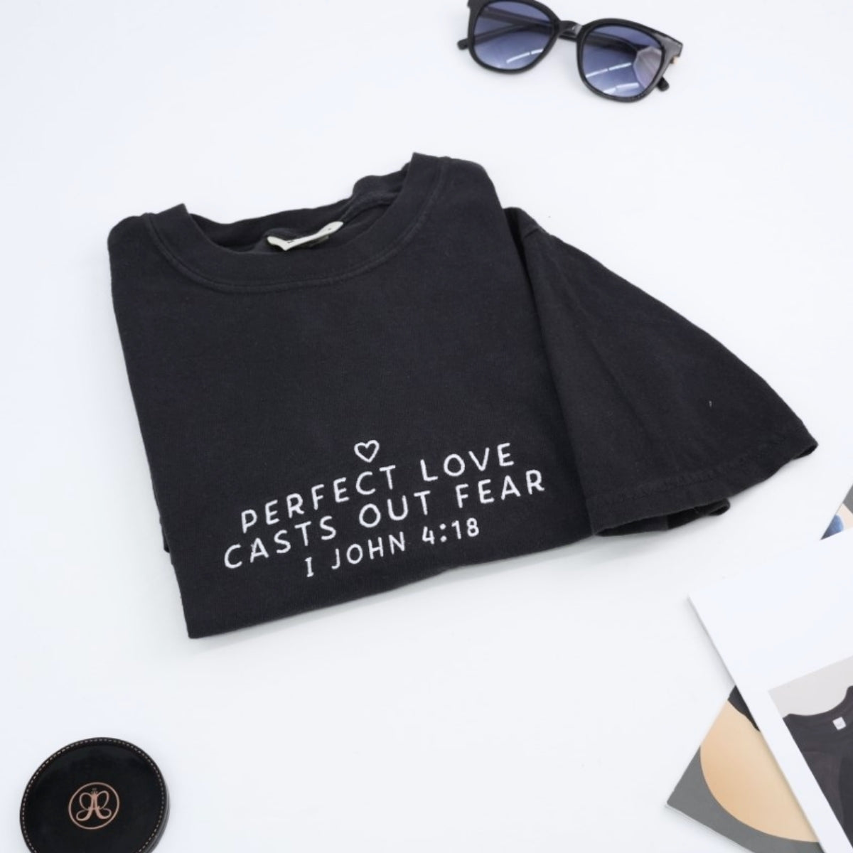 Faith Inspirational Embroidered T-Shirt - Perfect Love - Christian Gift