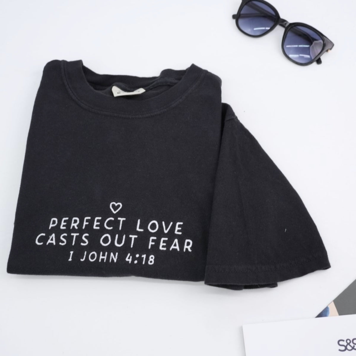 Faith Inspirational Embroidered T-Shirt - Perfect Love - Christian Gift